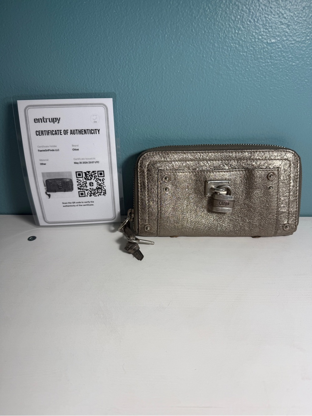 Chloé Paddington Wallet Leather With Lock, Key, and COA